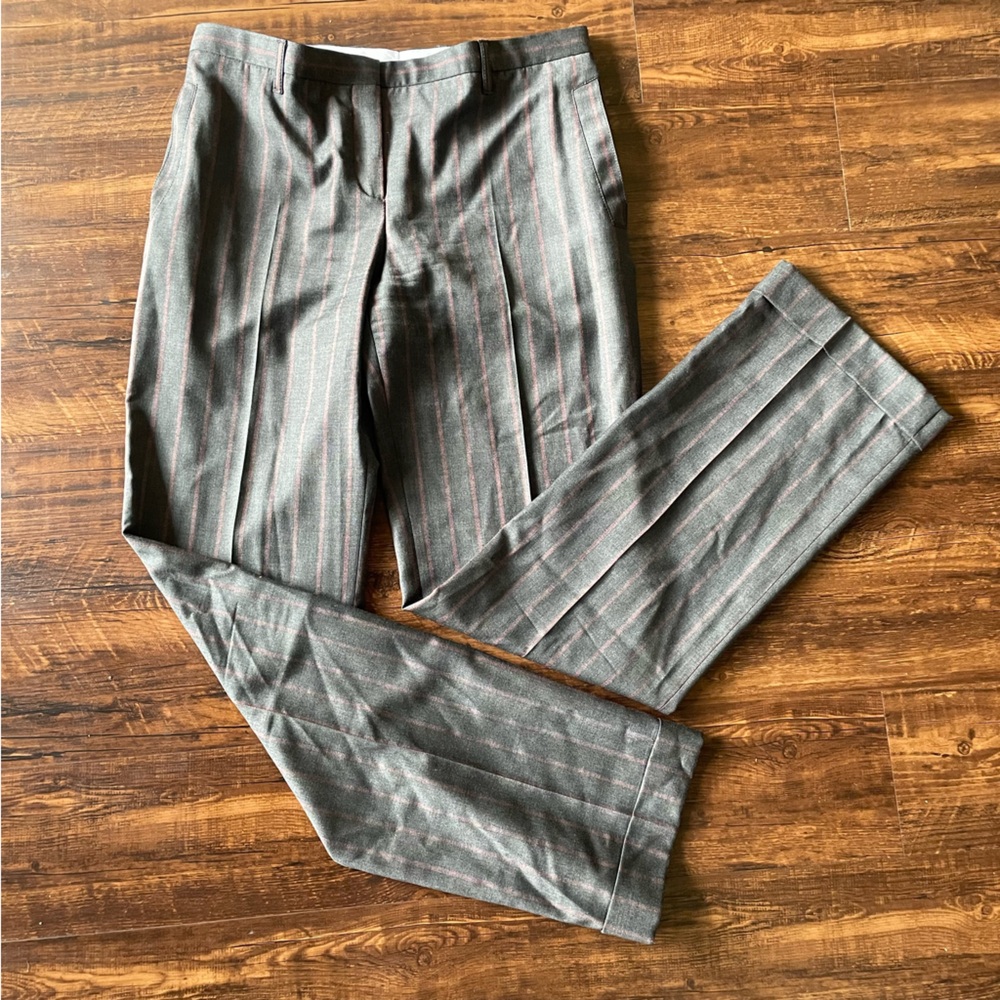 MALO Women’s Wool Grey Pinstripe Low-rise Trouser Pants- Italy Size 44